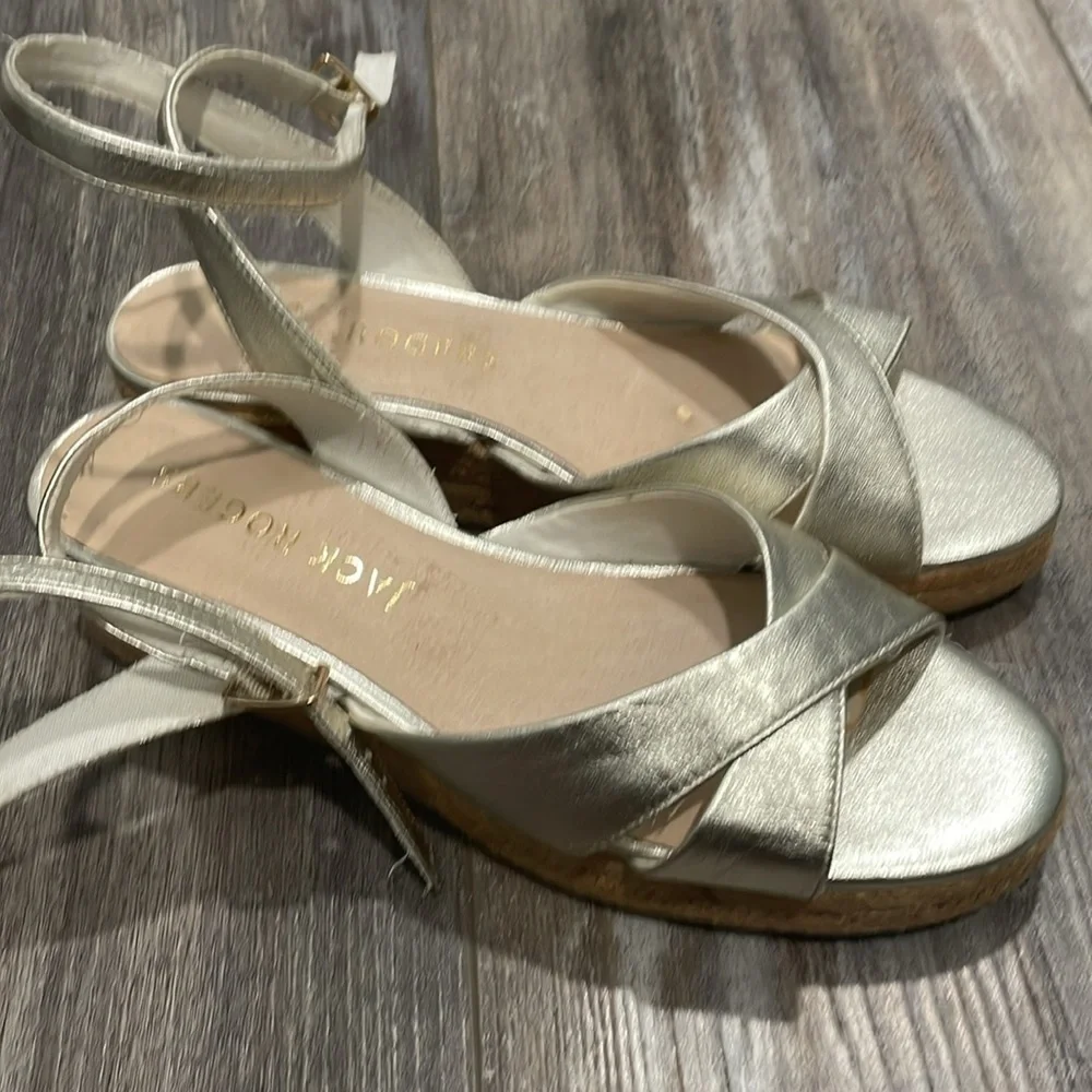 Jack Rogers Gold Espadrille Platform sandals size 8